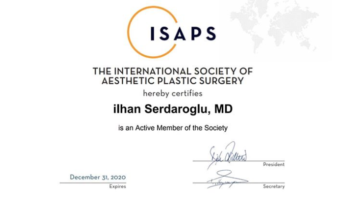 I am proud to be a member of ISAPS, International Society of Aesthetic Plastic Surgery 